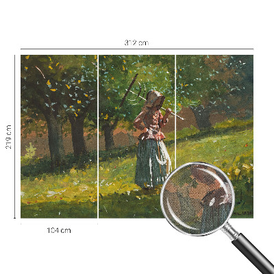 Peel and stick wallpaper mural featuring an autumn afternoon scene