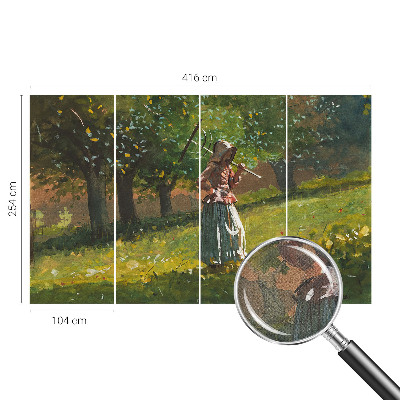 Peel and stick wallpaper mural featuring an autumn afternoon scene