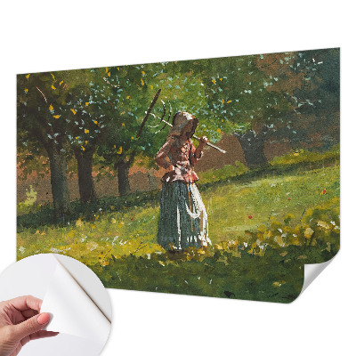 Peel and stick wallpaper mural featuring an autumn afternoon scene