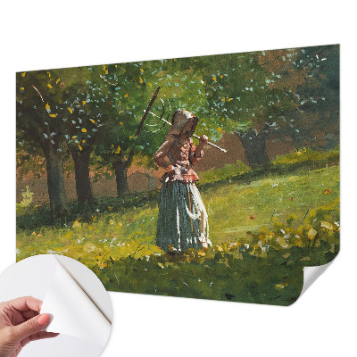 Peel and stick wallpaper mural featuring an autumn afternoon scene