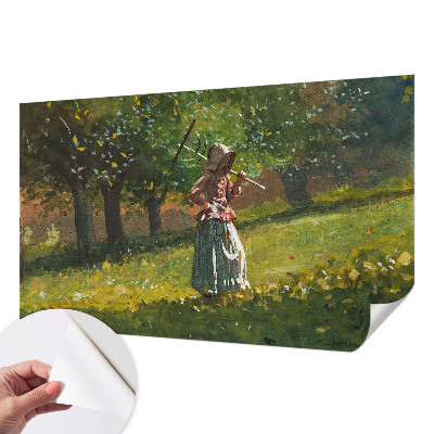 Peel and stick wallpaper mural featuring an autumn afternoon scene