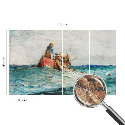Self-adhesive wall mural with a sea expedition motif