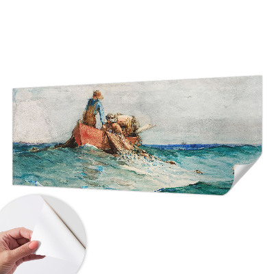 Self-adhesive wall mural with a sea expedition motif