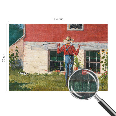 Self-adhesive photo wallpaper with a village scene