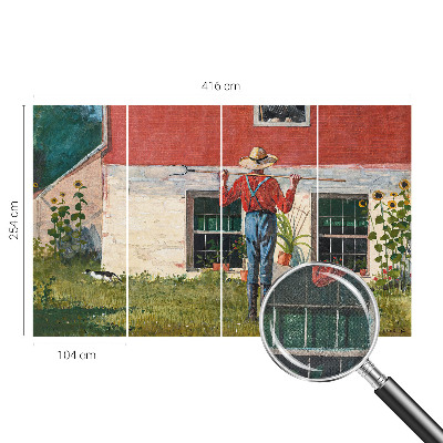 Self-adhesive photo wallpaper with a village scene