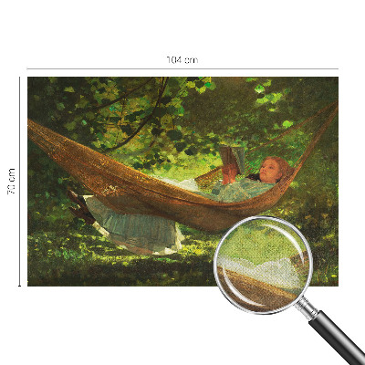 Stick-on wall mural relaxing in a hammock design