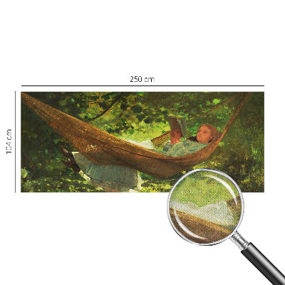 Stick-on wall mural relaxing in a hammock design