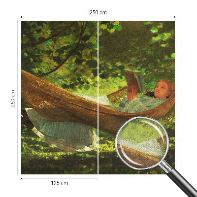 Stick-on wall mural relaxing in a hammock design