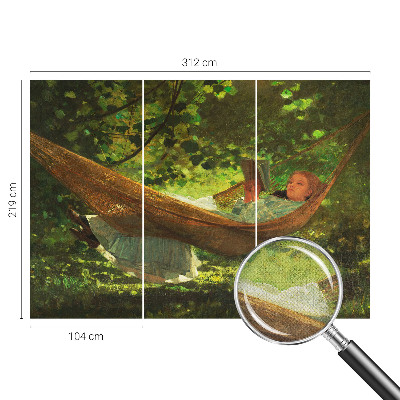 Stick-on wall mural relaxing in a hammock design
