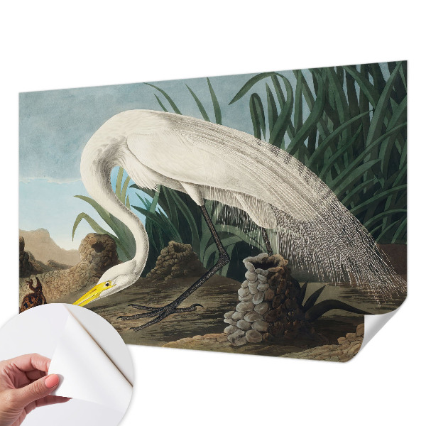 Removable wall mural featuring a majestic heron