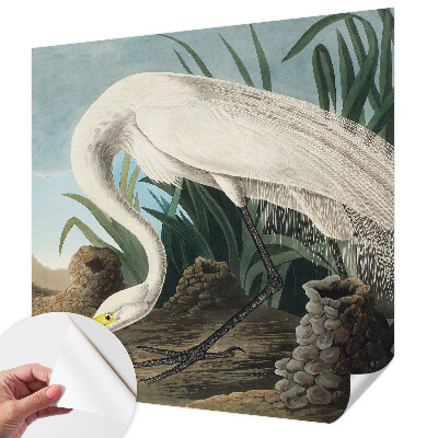 Removable wall mural featuring a majestic heron