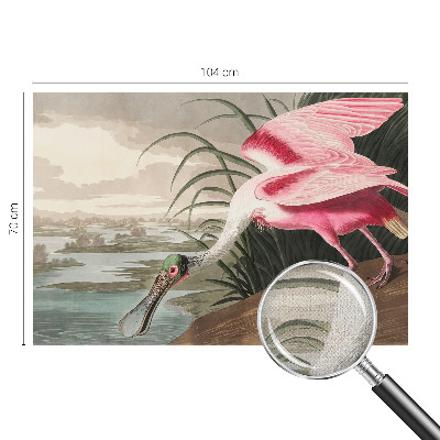 Removable wall mural wallpaper with an exotic bird design