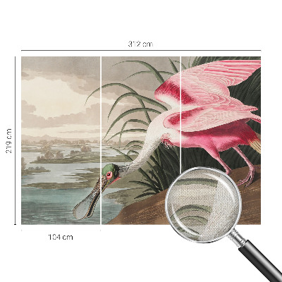 Removable wall mural wallpaper with an exotic bird design