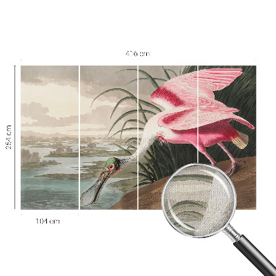 Removable wall mural wallpaper with an exotic bird design