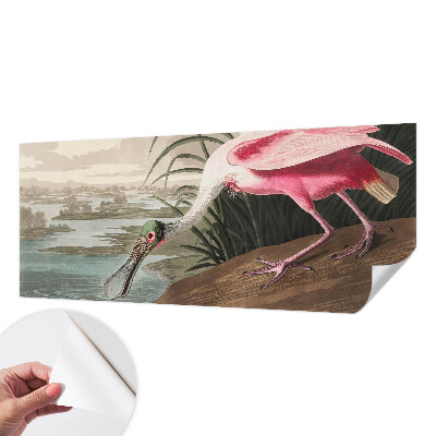 Removable wall mural wallpaper with an exotic bird design
