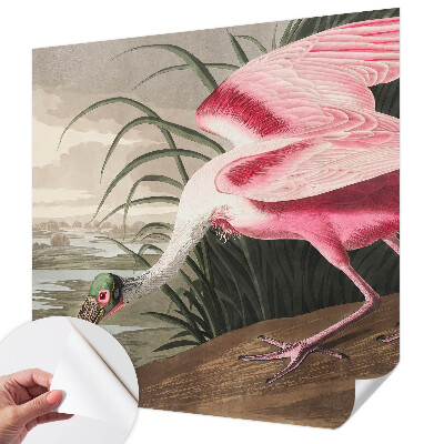 Removable wall mural wallpaper with an exotic bird design