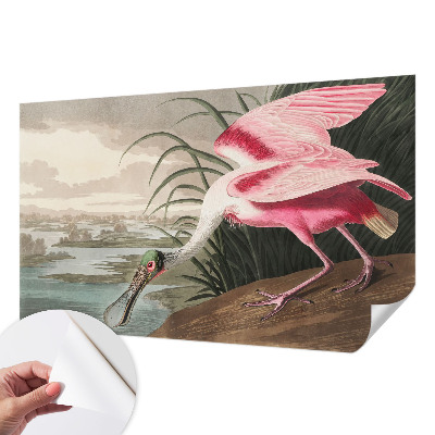 Removable wall mural wallpaper with an exotic bird design