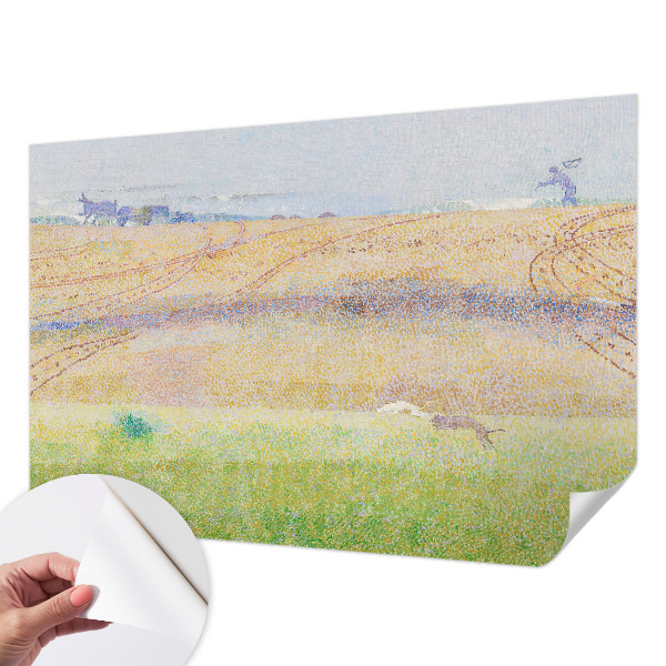 Peel and stick wall mural for living room with a summer field design