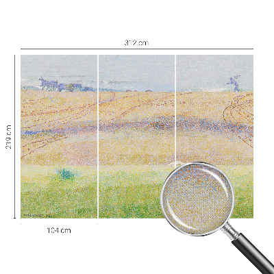 Peel and stick wall mural for living room with a summer field design