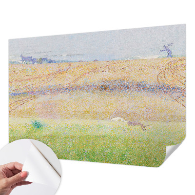 Peel and stick wall mural for living room with a summer field design
