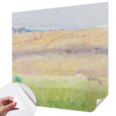 Peel and stick wall mural for living room with a summer field design