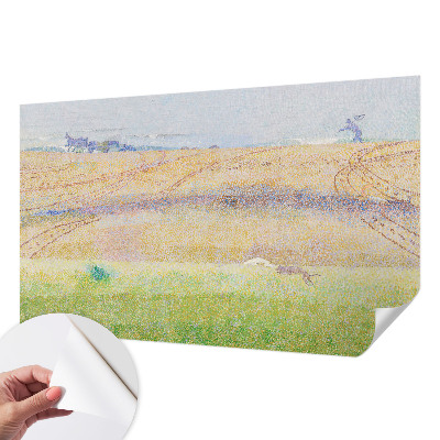 Peel and stick wall mural for living room with a summer field design