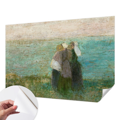 Peel and stick wall mural for bedroom with a seaside reflection design