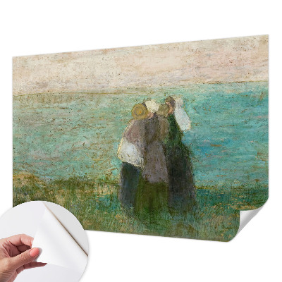 Peel and stick wall mural for bedroom with a seaside reflection design