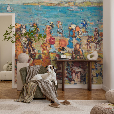 3D wall mural with a beach scene