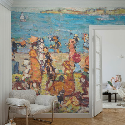 3D wall mural with a beach scene