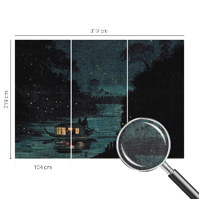 3D photo wallpaper mural with evening lights motif