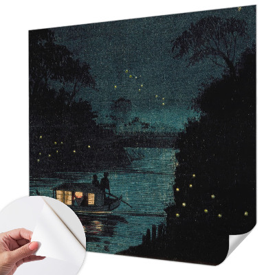 3D photo wallpaper mural with evening lights motif