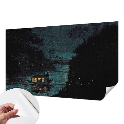 3D photo wallpaper mural with evening lights motif