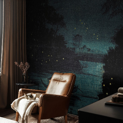 3D photo wallpaper mural with evening lights motif