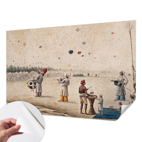 Nursery wall mural with a design of soaring kites