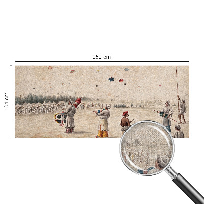Nursery wall mural with a design of soaring kites