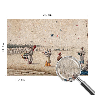 Nursery wall mural with a design of soaring kites