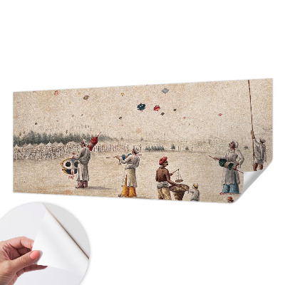 Nursery wall mural with a design of soaring kites