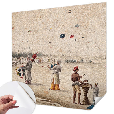 Nursery wall mural with a design of soaring kites