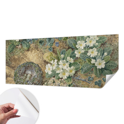 Children's wall mural with a spring composition
