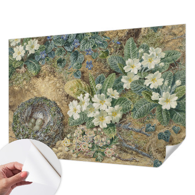 Children's wall mural with a spring composition