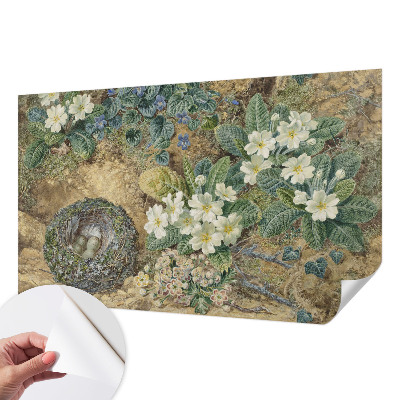 Children's wall mural with a spring composition