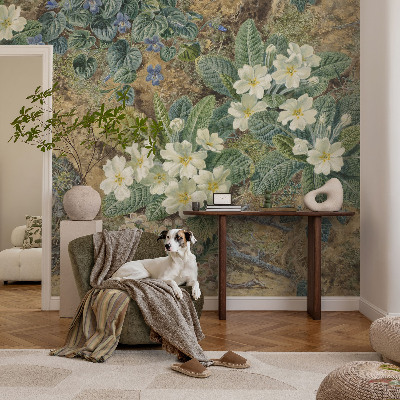 Children's wall mural with a spring composition