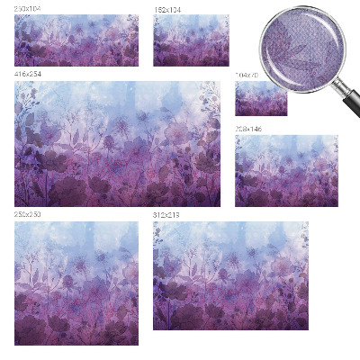 Baby room wall mural with pastel floral pattern