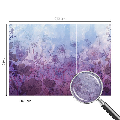 Baby room wall mural with pastel floral pattern