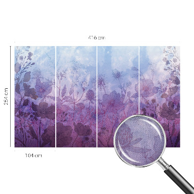 Baby room wall mural with pastel floral pattern