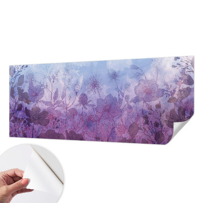 Baby room wall mural with pastel floral pattern
