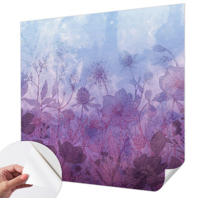 Baby room wall mural with pastel floral pattern