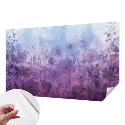 Baby room wall mural with pastel floral pattern