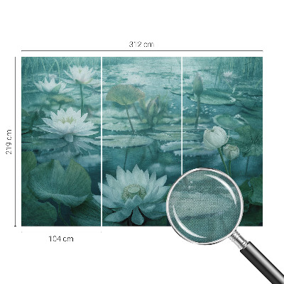Peel and stick wall mural featuring water flowers